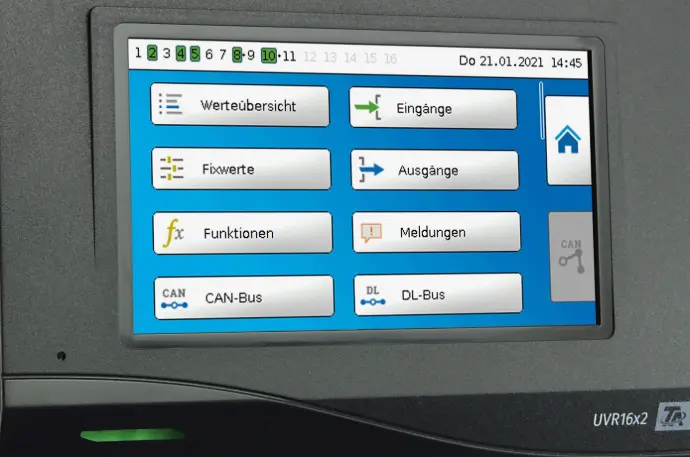 display with menu options